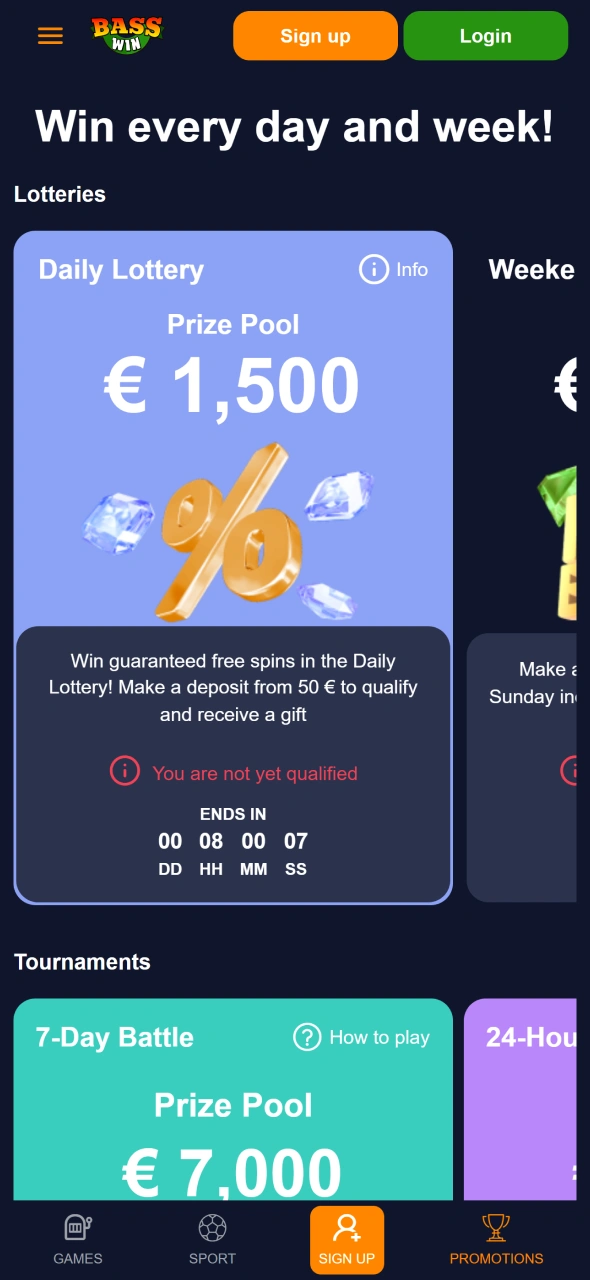 Claim great bonuses at Bass Win bonus page.