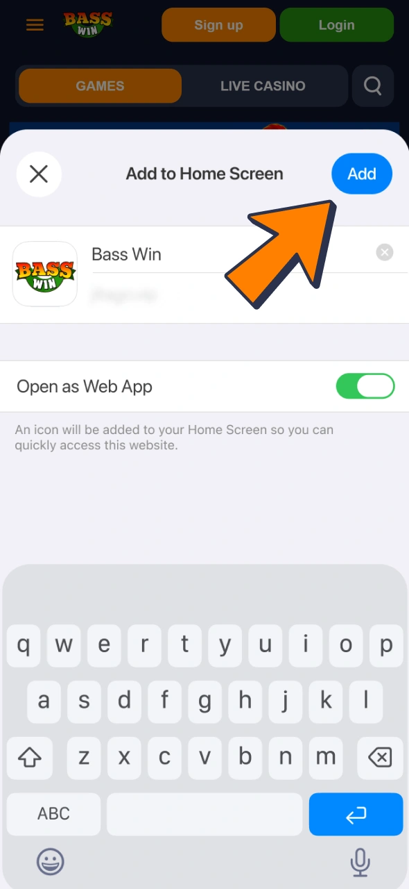 Add Bass Win to your homescreen and enjoy fast access at your iOS.
