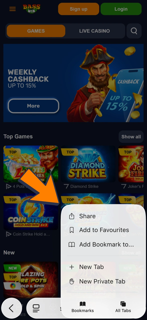 Click on this button to add Bass Win app to your iOS.