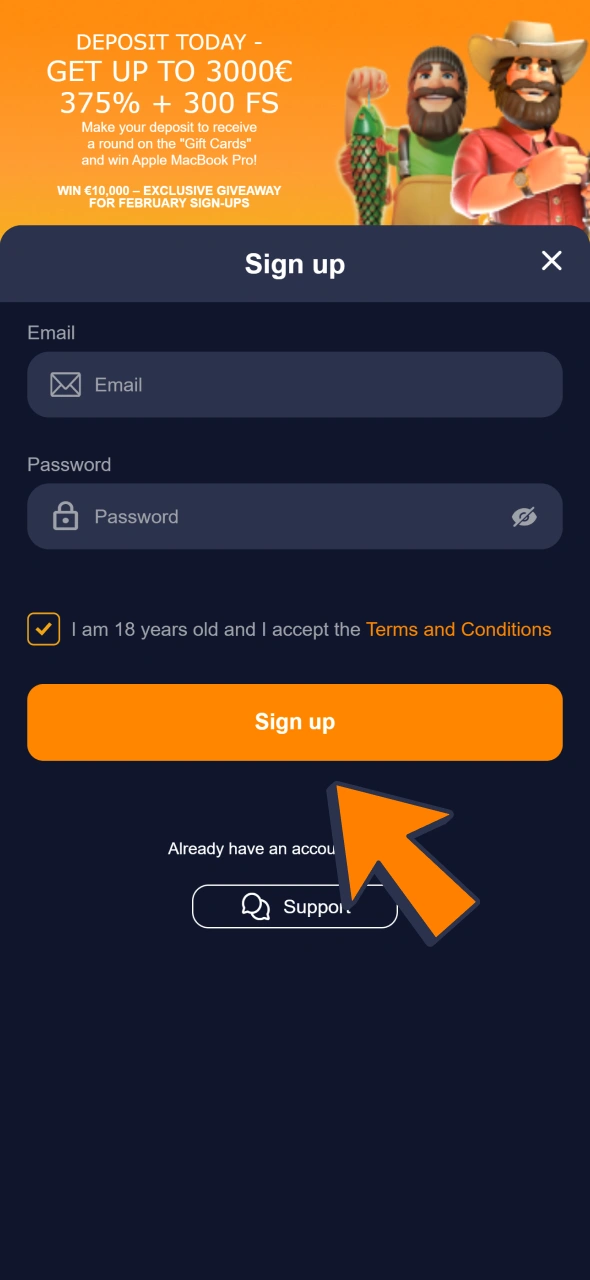 Create an account to get bonuses from Bass Win.