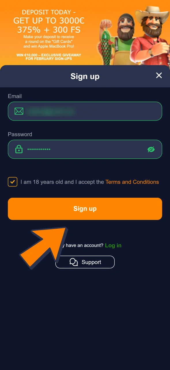 Create account to start betting at Bass Win esports sportsbook.