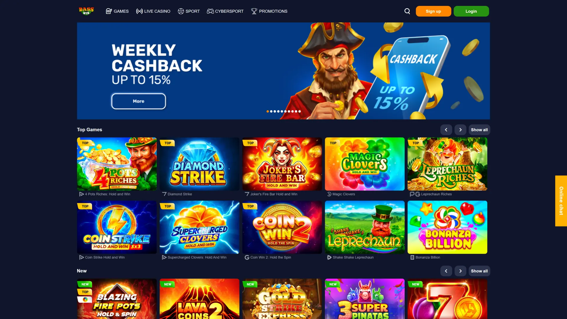 Visit Bass Win main page for many diverse slots and current aviable bonuses.