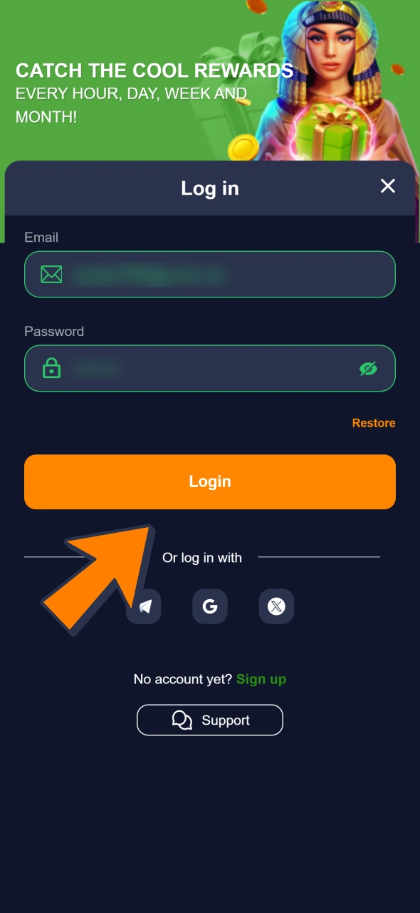 Click login button to get into your Bass Win account.