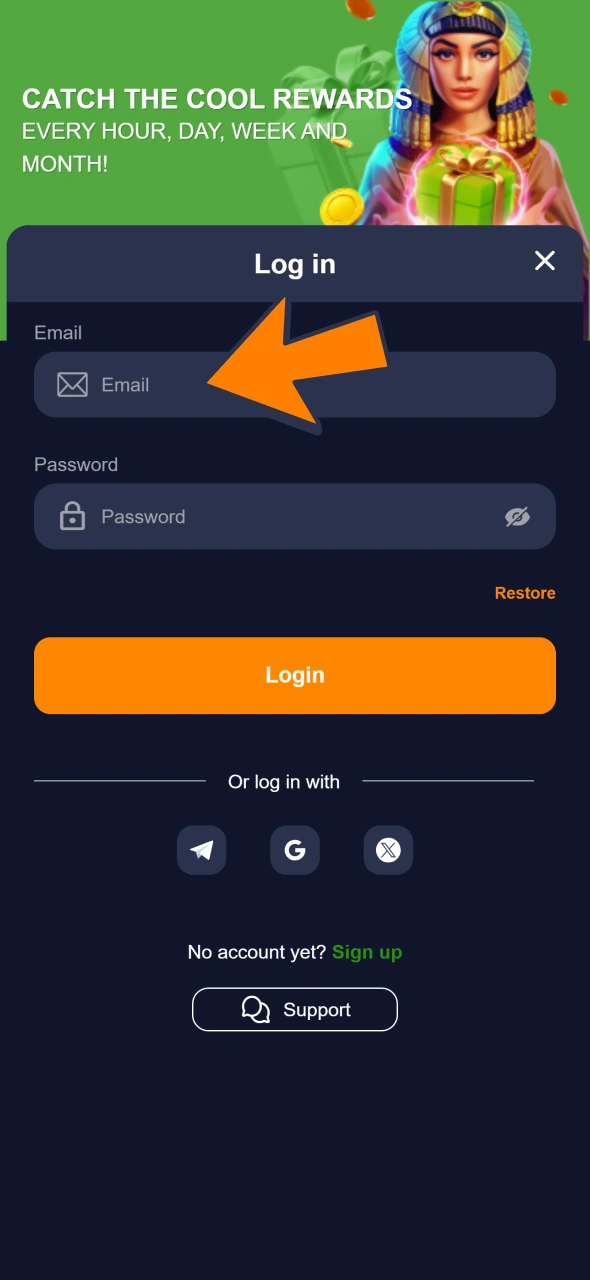Type in your login and password to enter your Bass Win account.