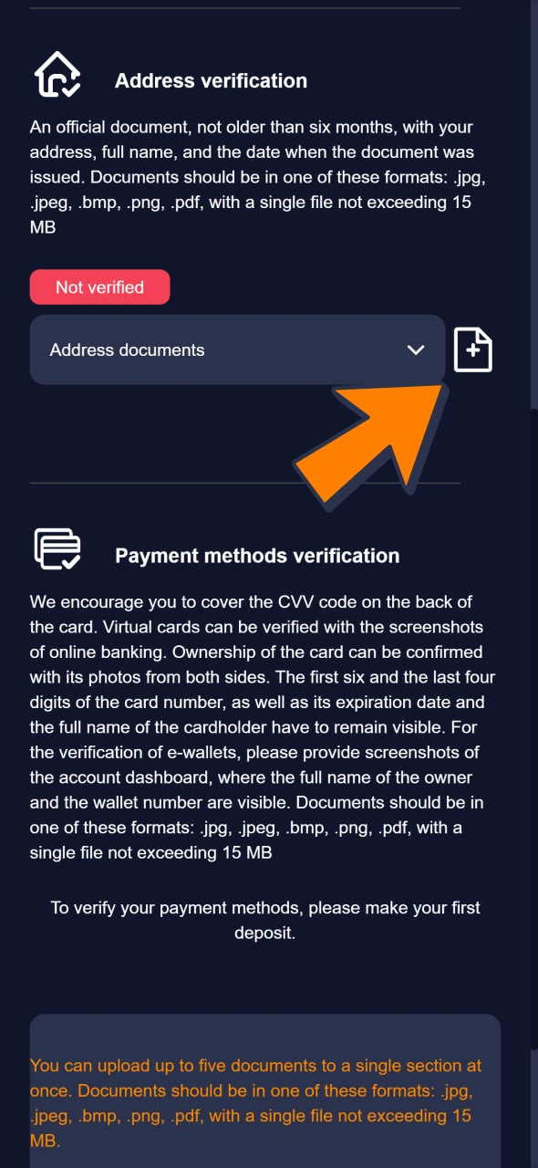 Add address proof for your Bass Win account verification.