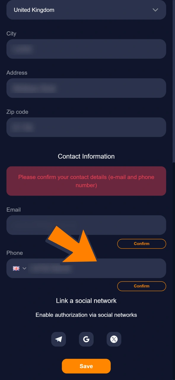 Confirm your phone and email for Bass Win account verification.
