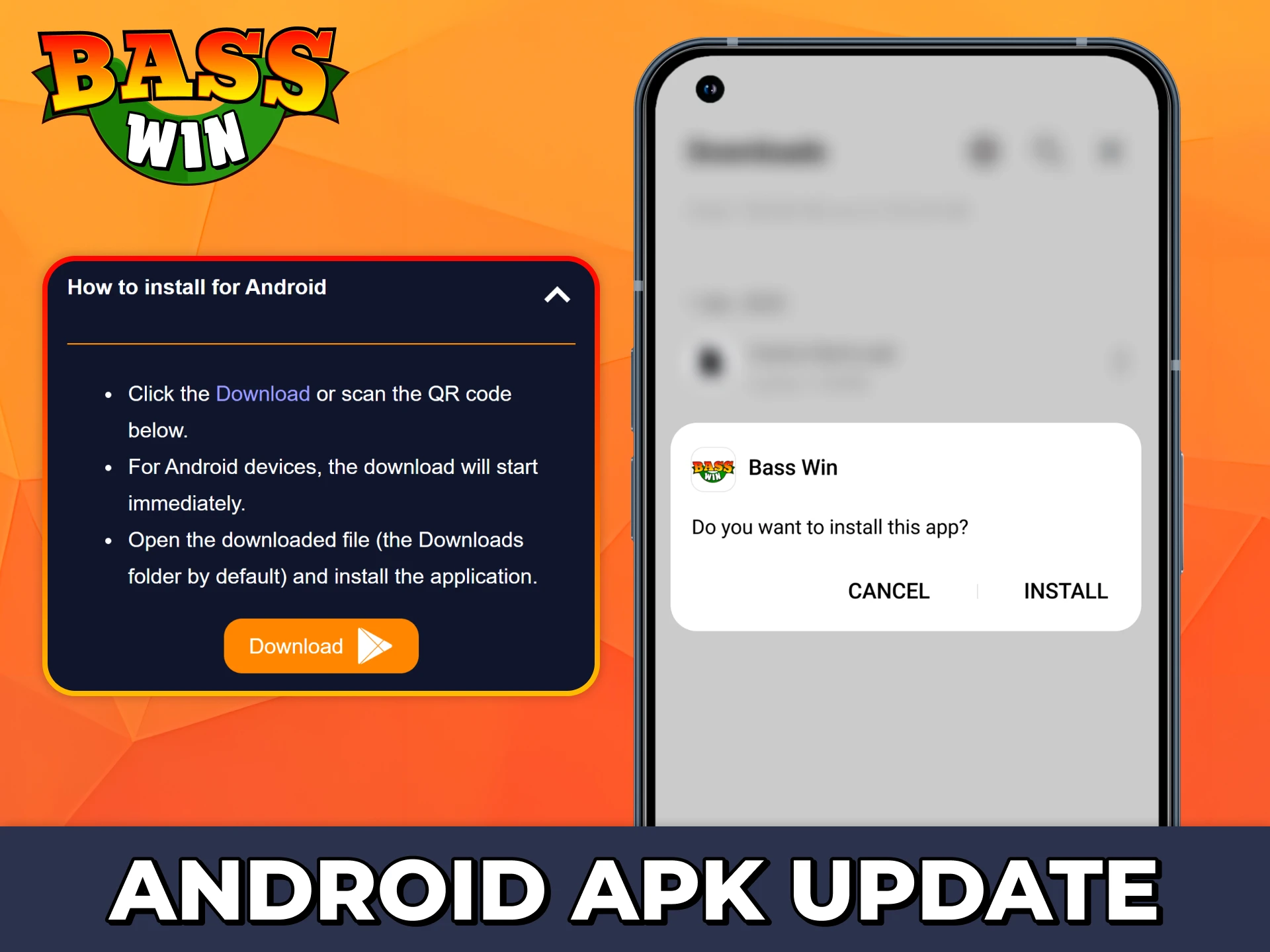 Update android Bass Win app manually following those steps.