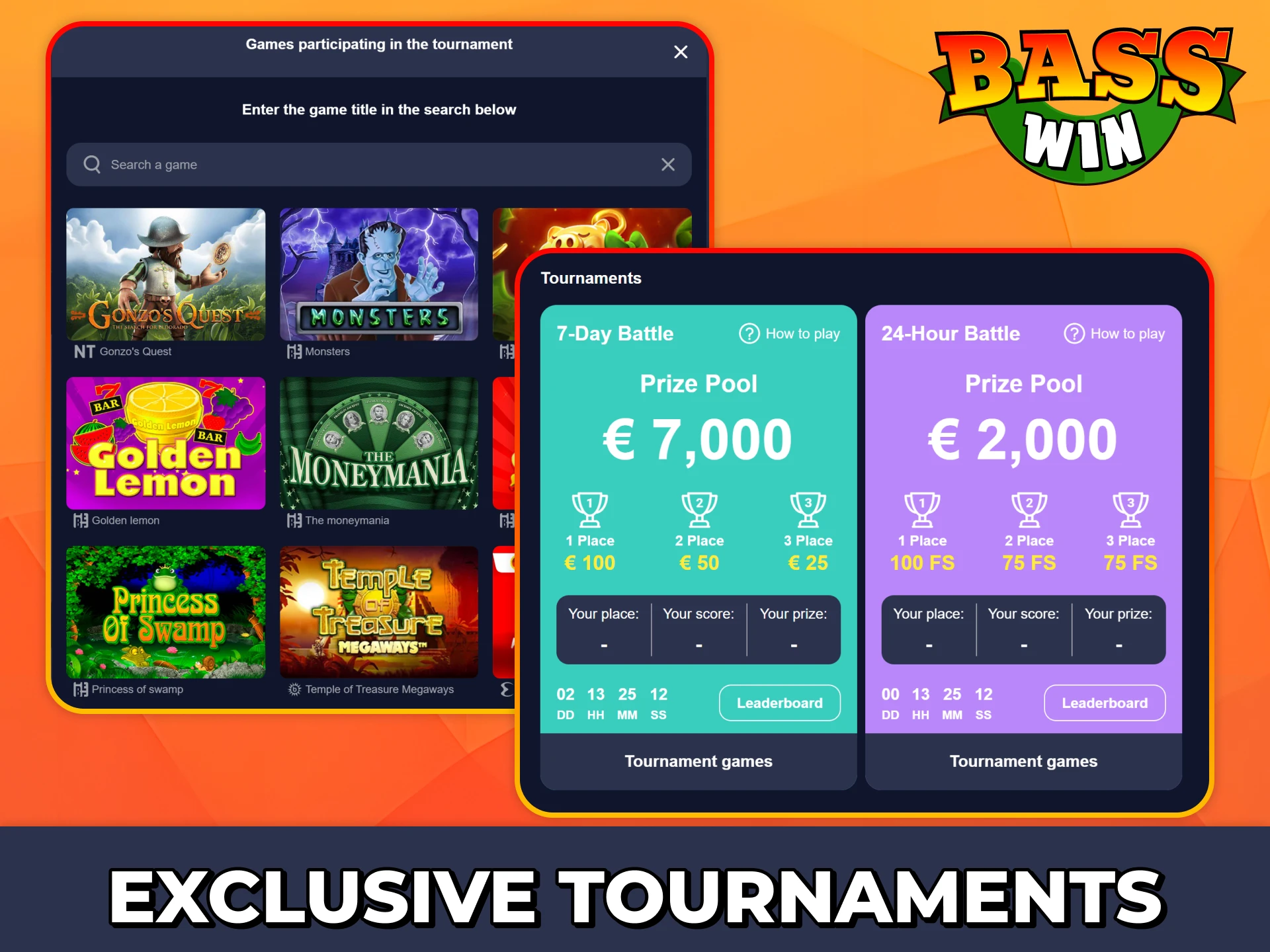 Join Bass Win tournaments to win big prizes.