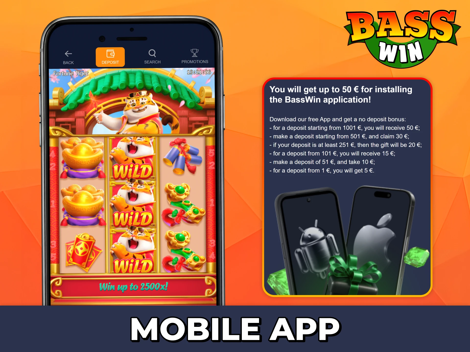 Download official Bass Win app and play slots from your mobile.