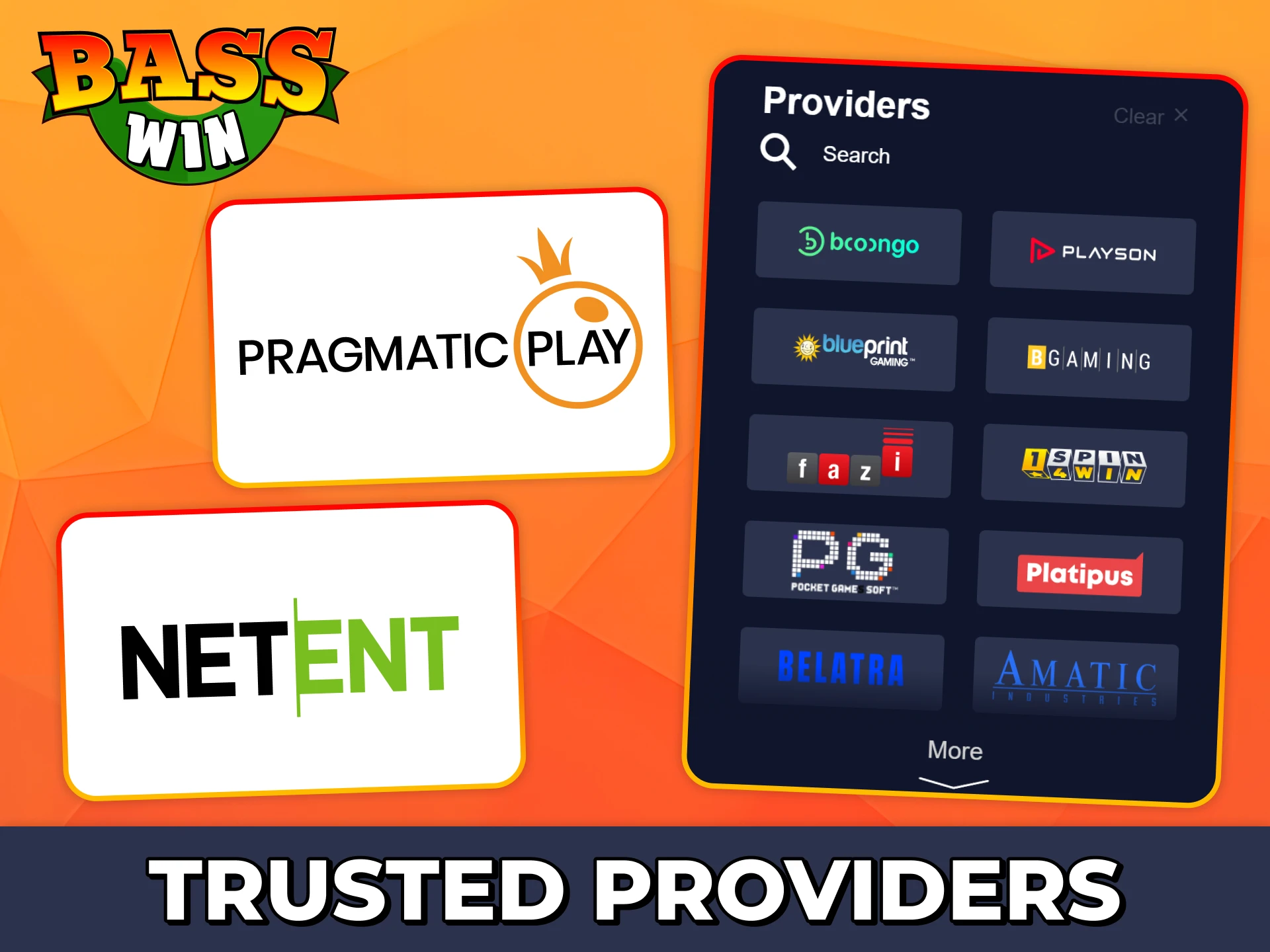 Play fair games from trusted providers at Bass Win.