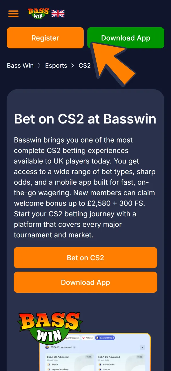 Select the registration button to begin your Bass Win journey.