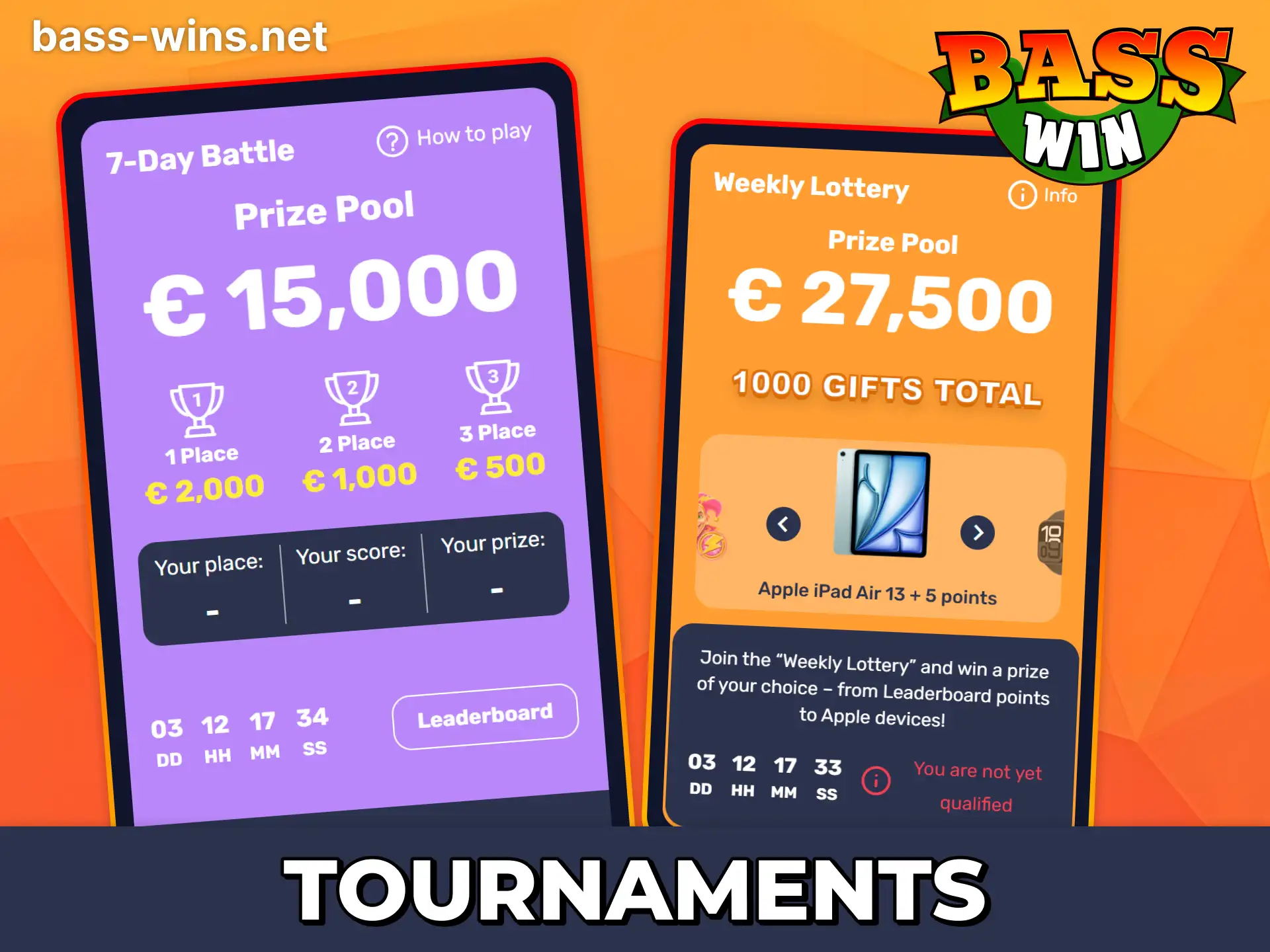 Join Bass Win tournaments and win big prizes.